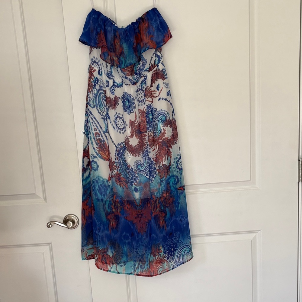 Maurices Strapless Dress in Blue and Red